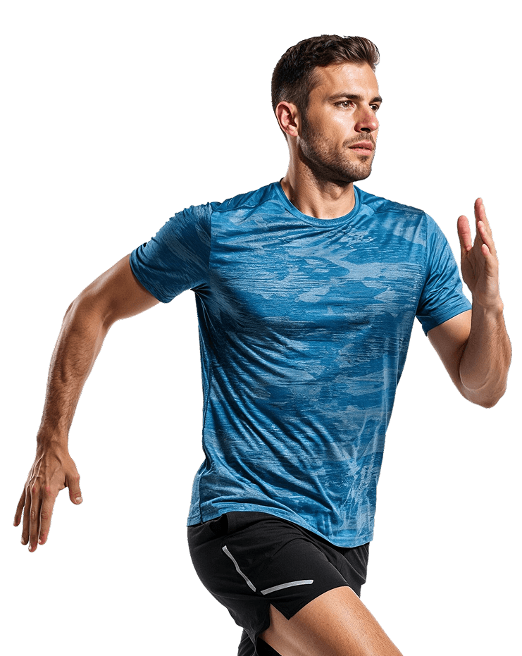 Skrienošs vīrietis sporta apģērbā